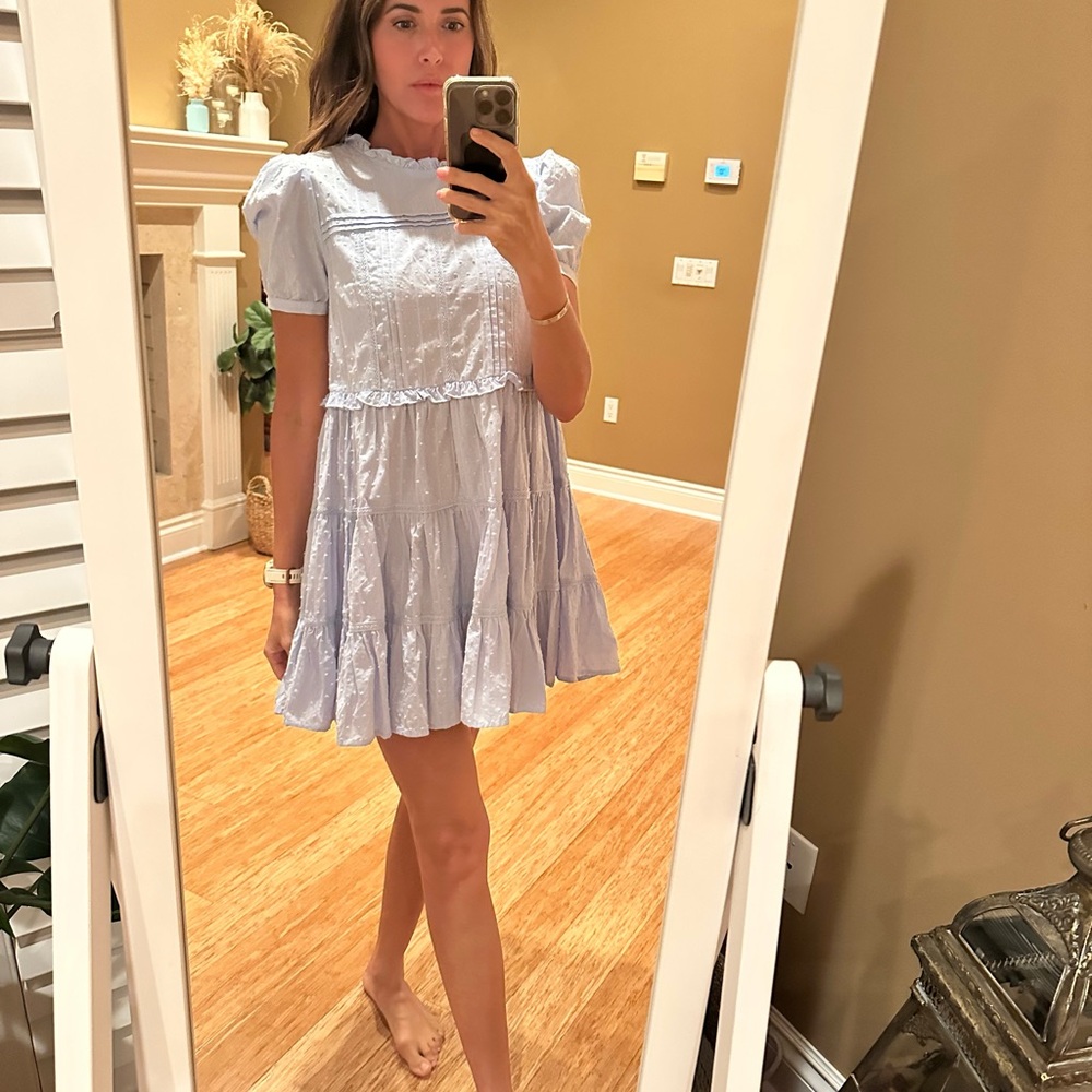 Aqua Sky Blue Textured Dress